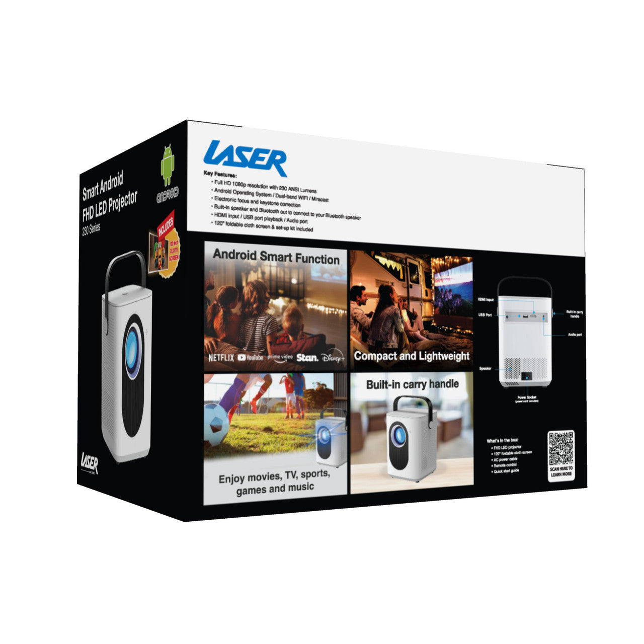 Laser Cube Android Projector with 120in Screen - Image 9