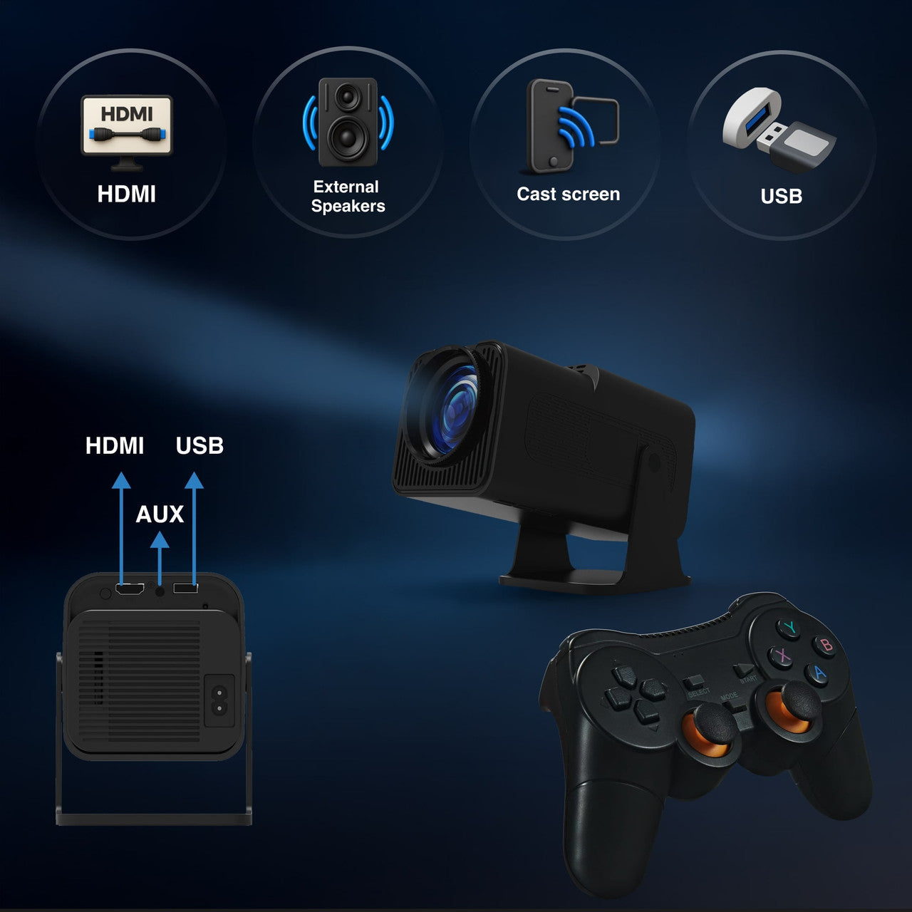 Smart Gaming Projector with 80 Games Dual Controllers - Image 8