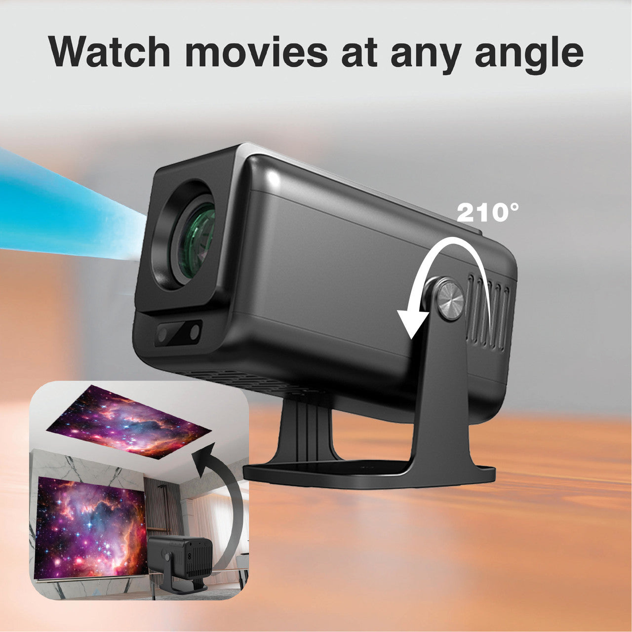 Laser 1080p Android Multi-Angle LED Projector Black - Image 3