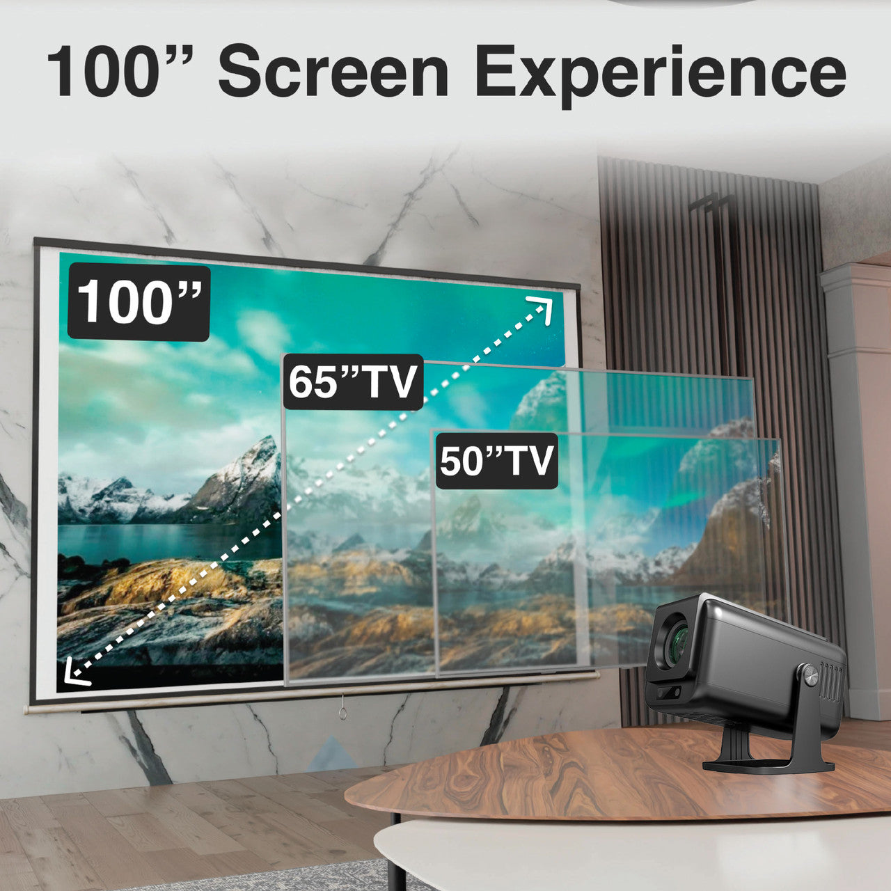 Laser 1080p Android Multi-Angle LED Projector Black - Image 6
