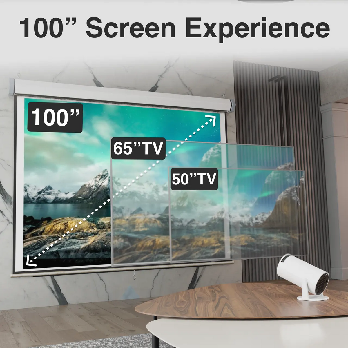 Laser Multi-Angle Tube LED Projector, Android TV 1080p - Image 3