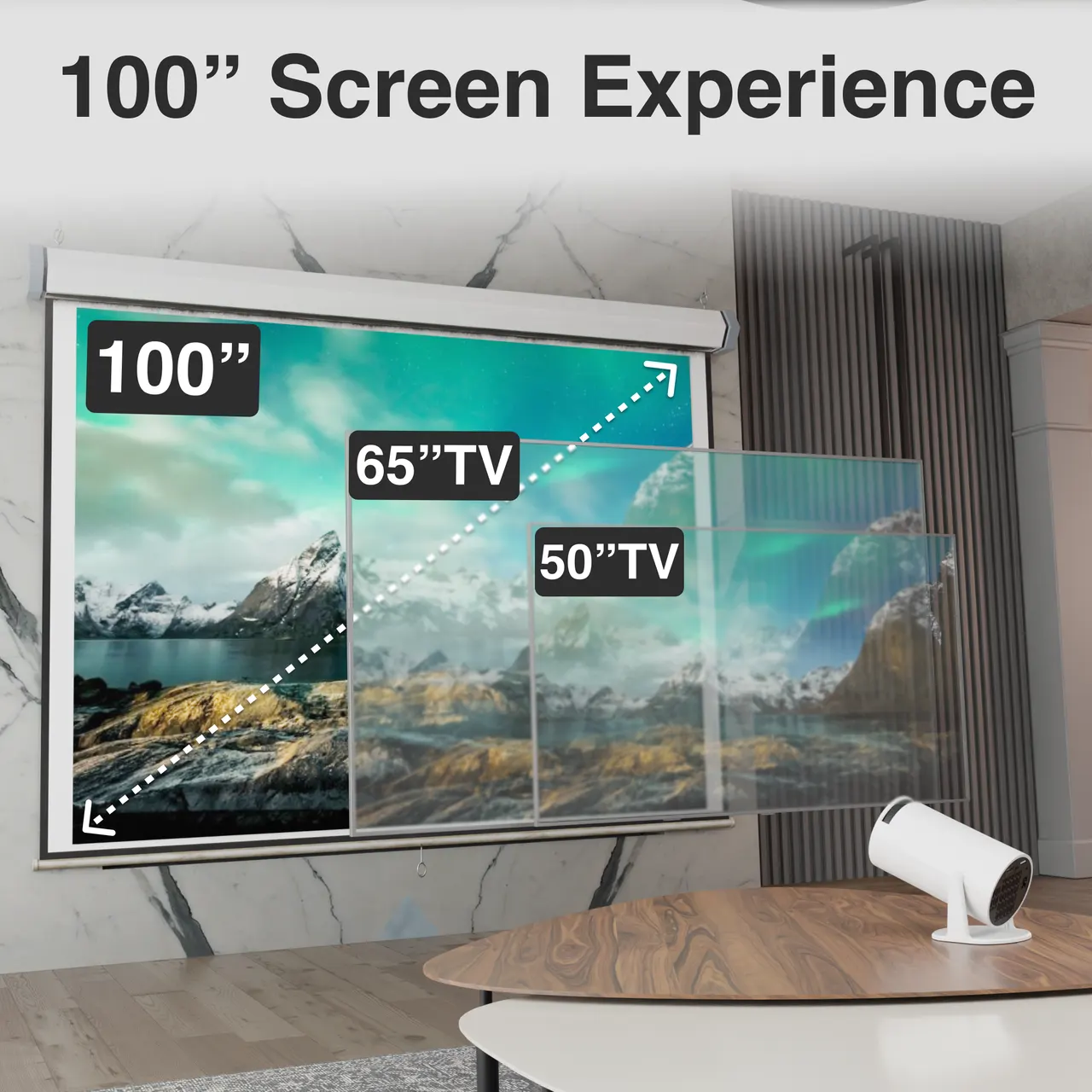 Laser Multi-Angle Tube LED Projector, Android TV 1080p - Image 3