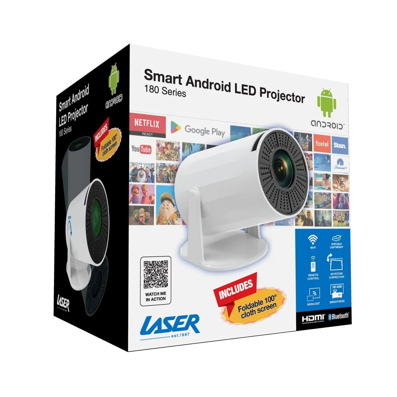 Laser Multi-Angle Tube LED Projector, Android TV 1080p - Image 8