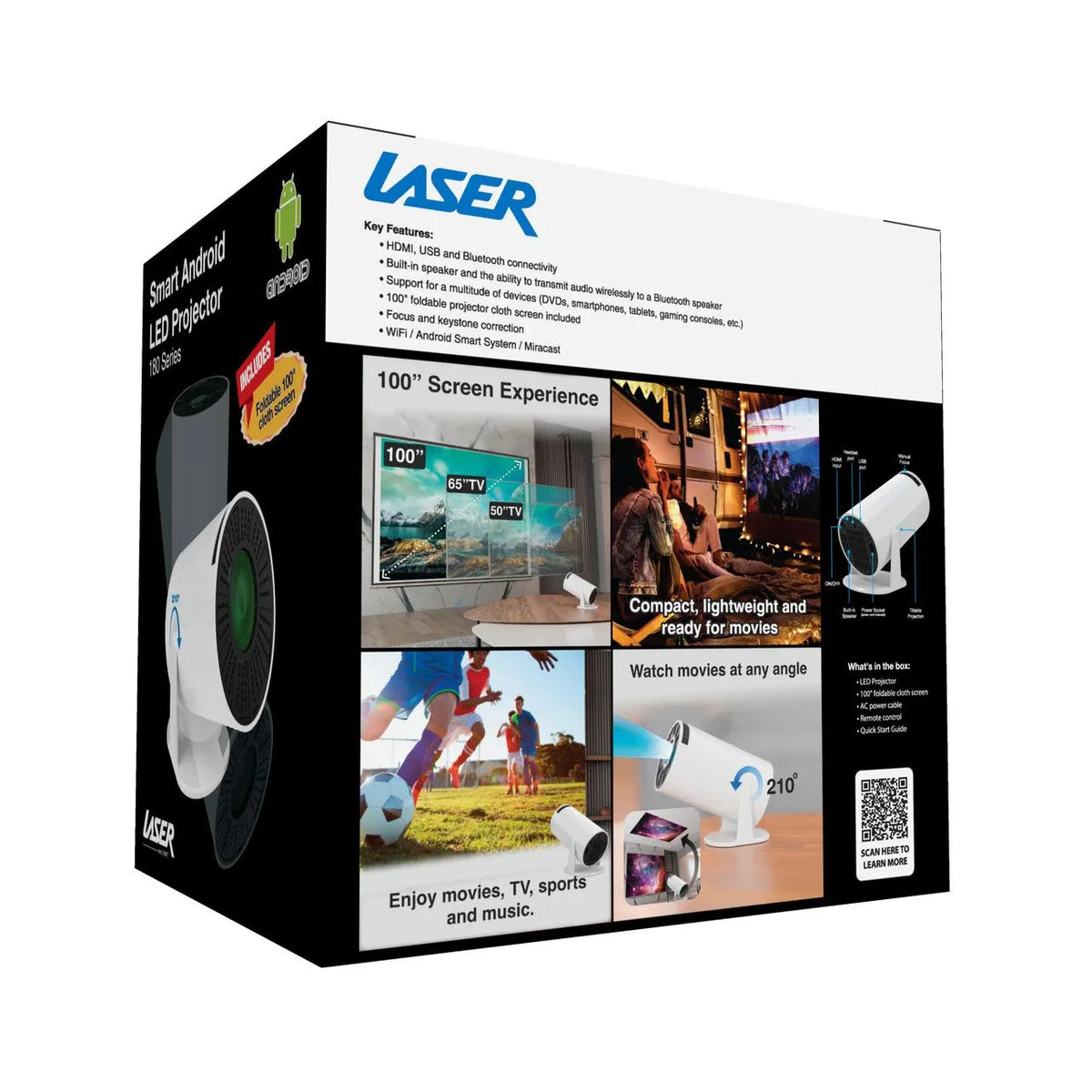 Laser Multi-Angle Tube LED Projector, Android TV 1080p - Image 9