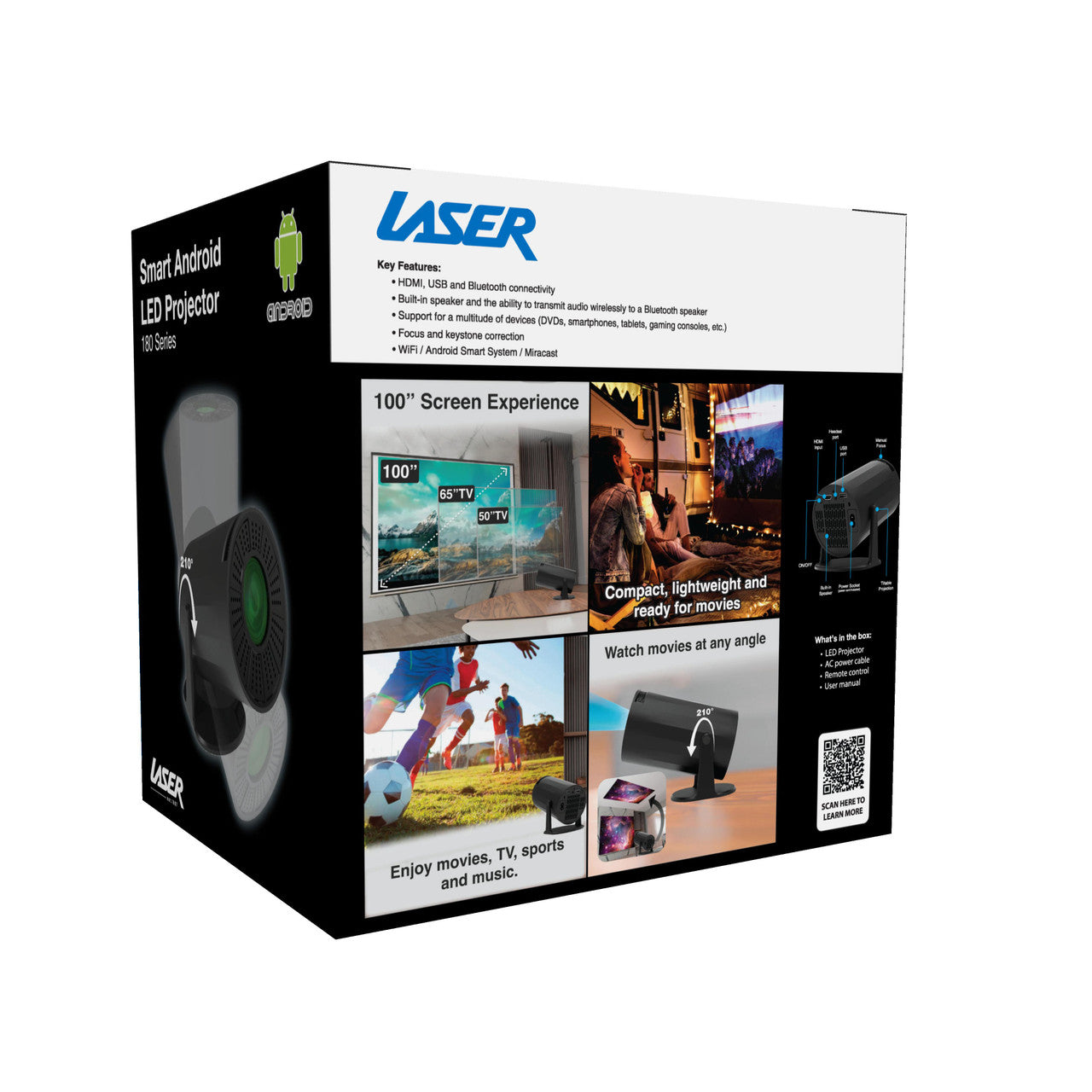 Laser Multi Angle Android LED Projector Black - Image 8