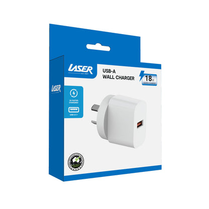 Laser USB-A 18W QC3 Wall Charger White - Image 3