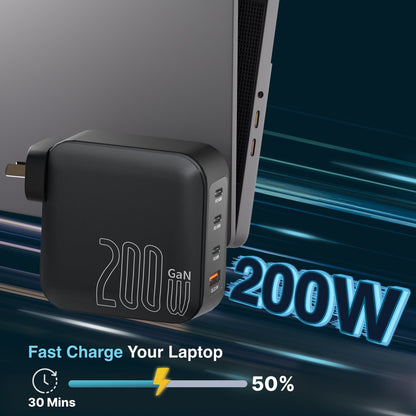 Laser PD3.0 200W GaN Wall Charger Black - Image 2