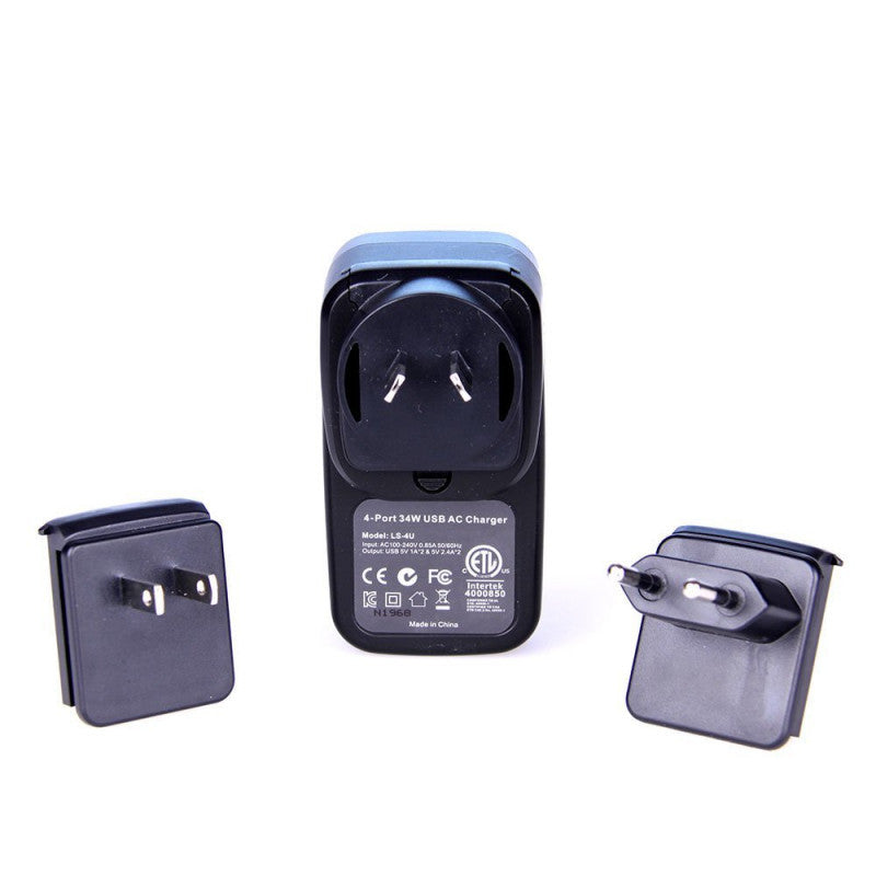 Laser 4-Port USB Travel Charger with Global Adapters - Image 2