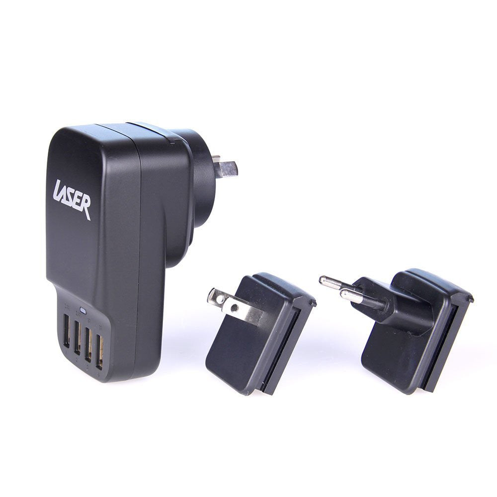 Laser 4-Port USB Travel Charger with Global Adapters - Image 3
