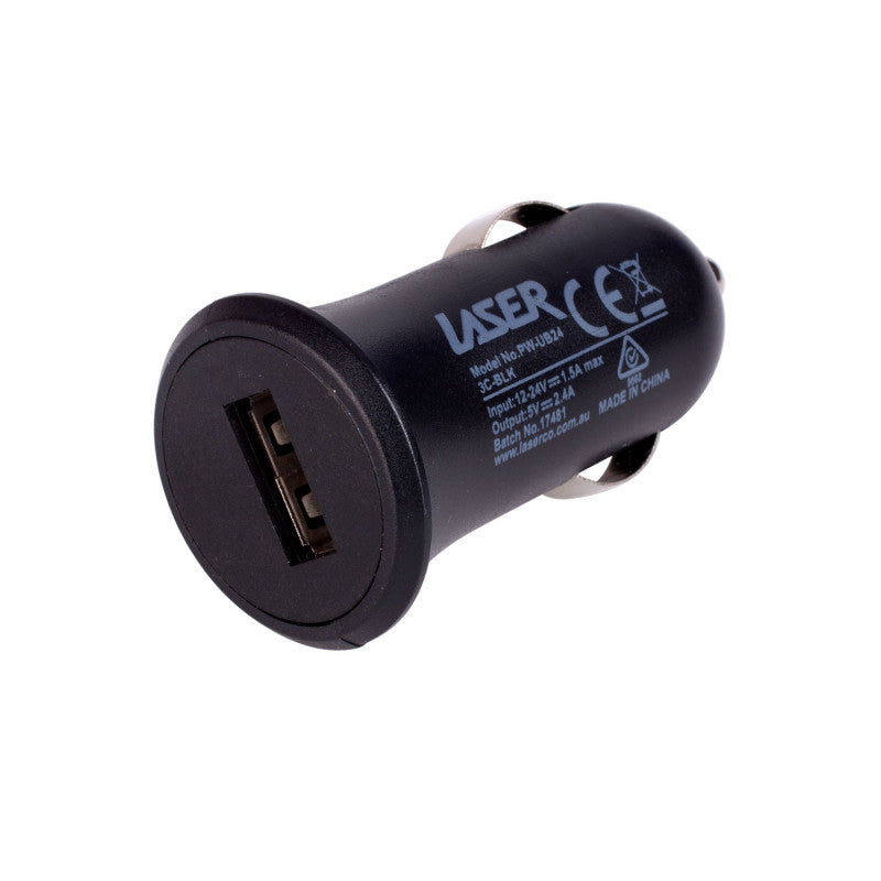 Laser USB Car Charger Black with 3-in-1 Cable: Micro USB, Type-C - Image 2
