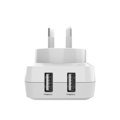 Laser Dual USB AC Charger 2.4A with 3-in-1 Cable White - Image 4