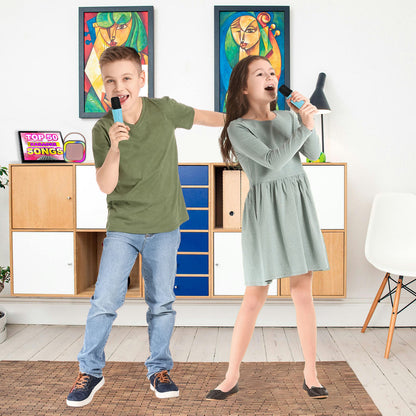 Laser Mini Karaoke Speaker with 2 Wireless Mics - Blue - Image 9