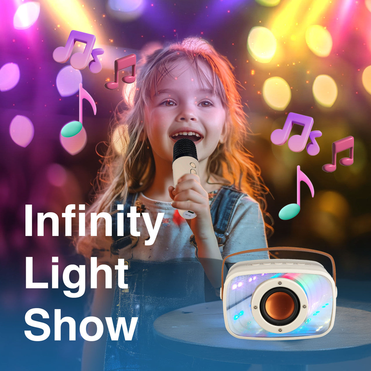 Laser Infinity Karaoke Speaker with Wireless Mic - Image 2