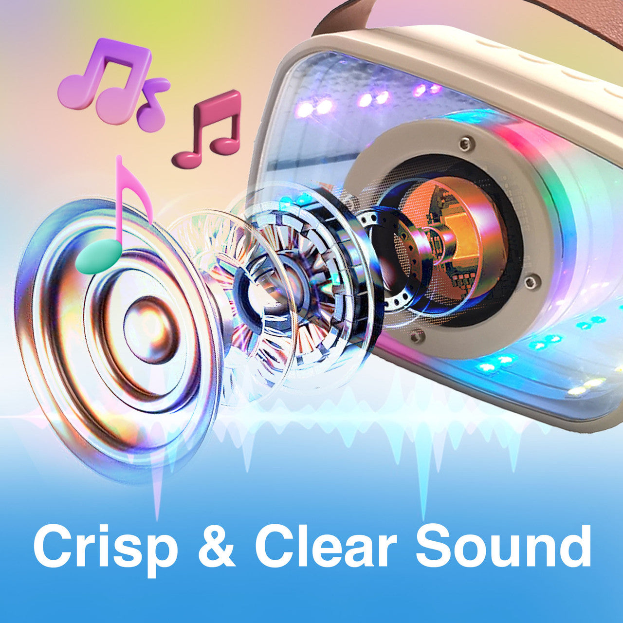 Laser Infinity Karaoke Speaker with Wireless Mic - Image 3