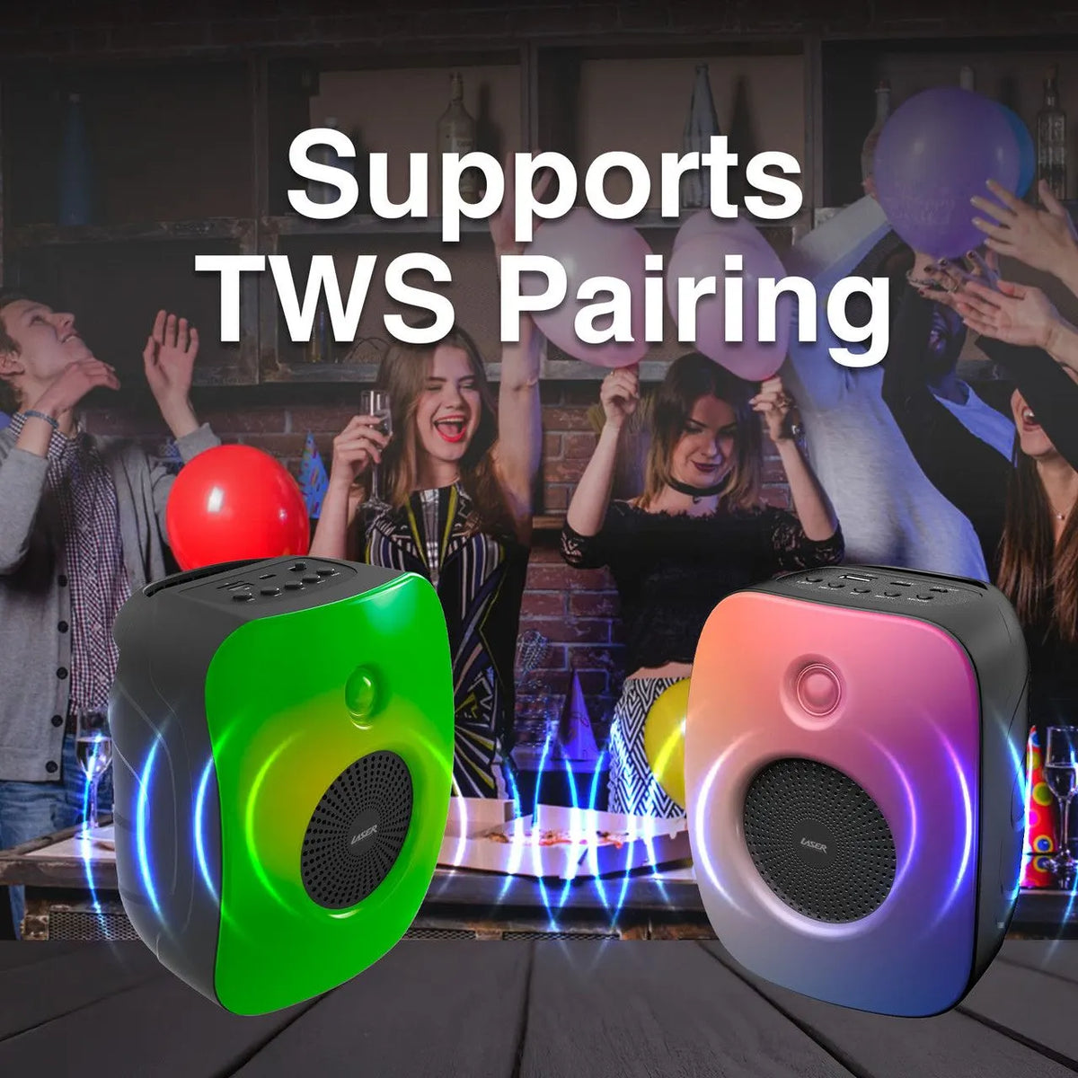 Laser RGB Mini Party Speaker Black - Image 3
