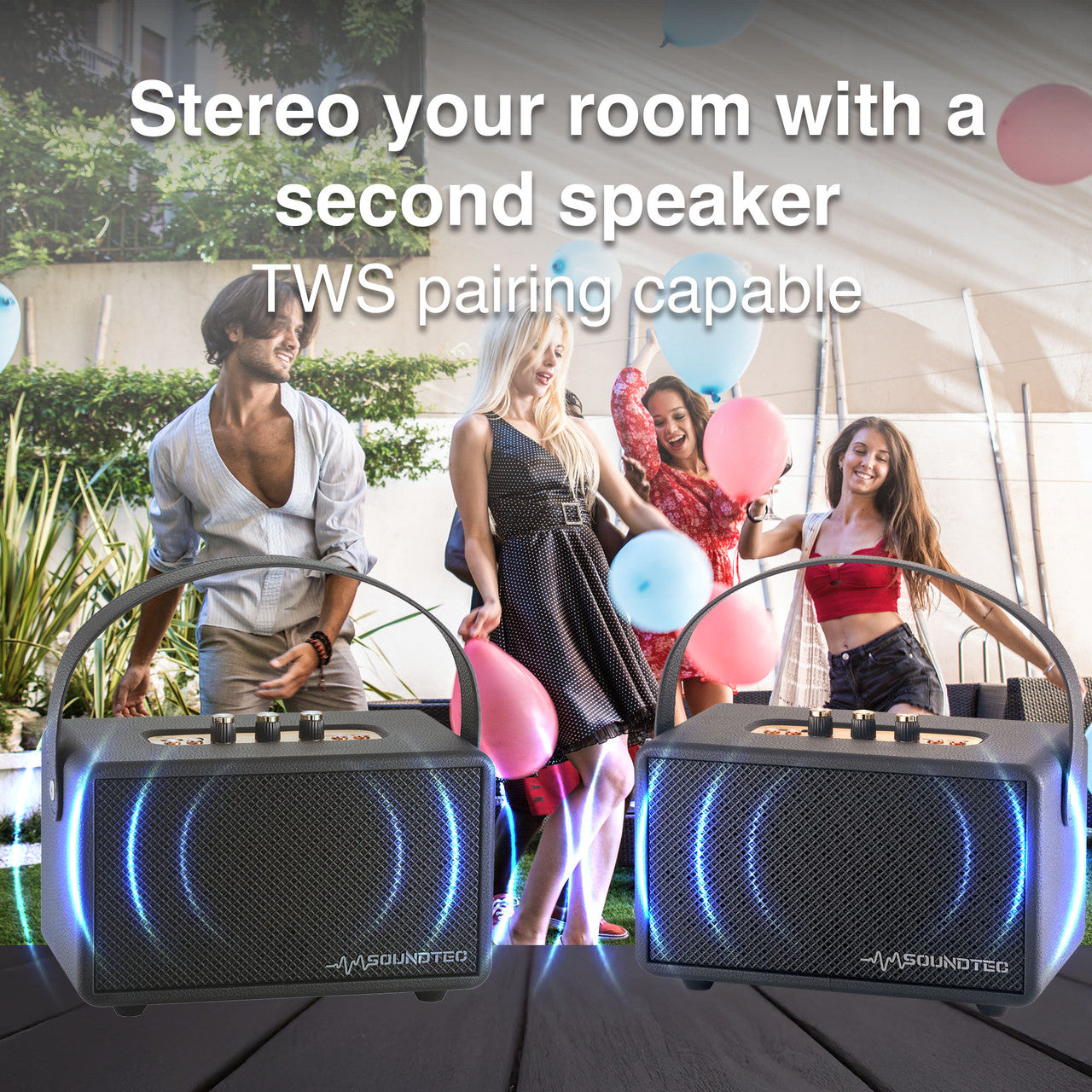 SoundTec Retro Bluetooth Boombox Black - Image 4