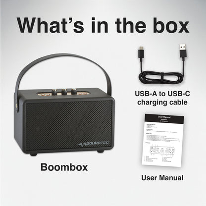 SoundTec Retro Bluetooth Boombox Black - Image 9