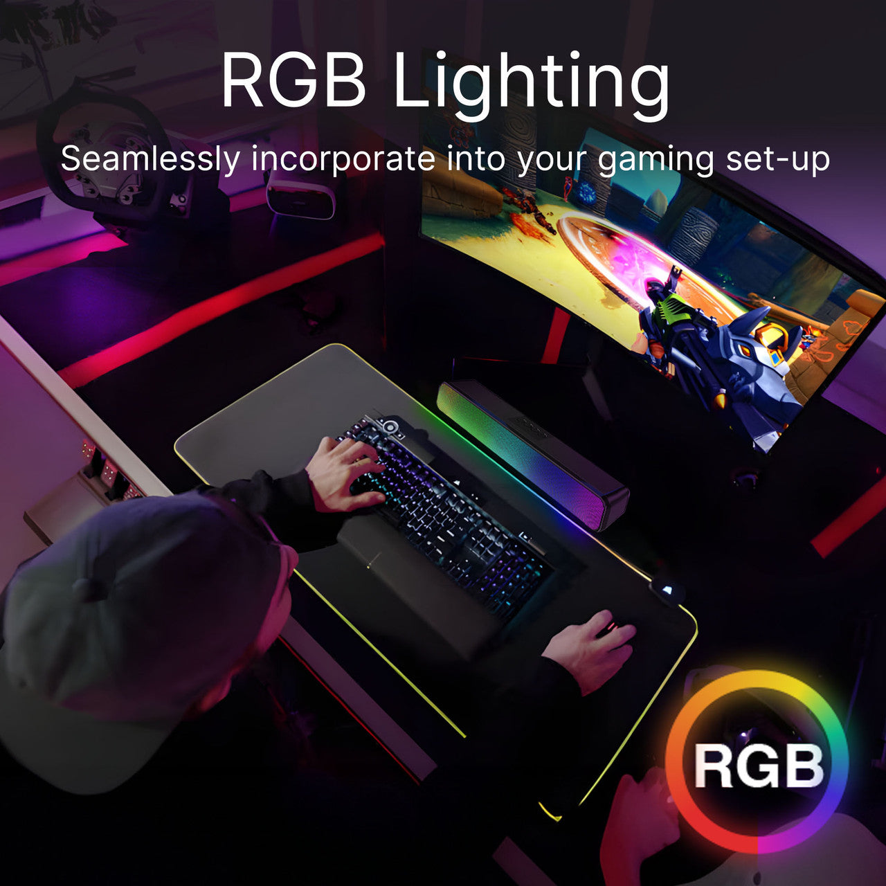 Laser RGB Bluetooth Gaming Soundbar Black - Image 6