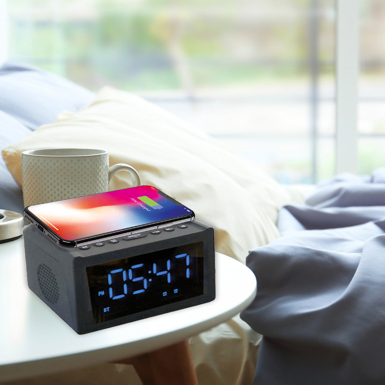 Laser Alarm Clock with Wireless Charging & Bluetooth - Image 4