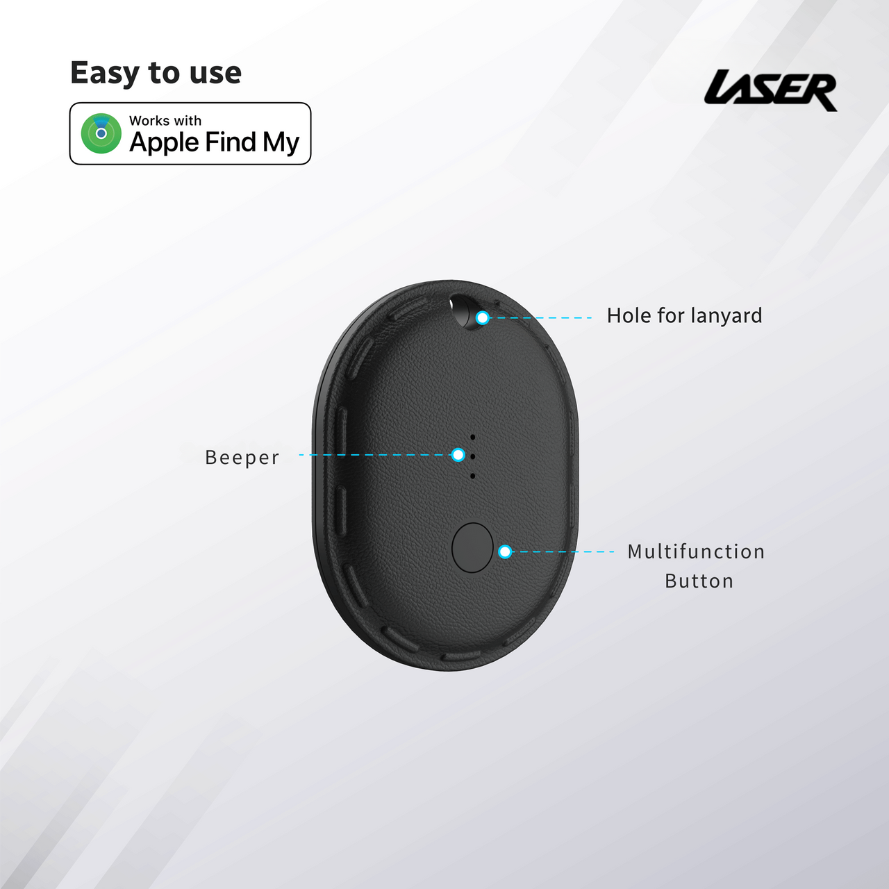 Laser Mini Smart Tag with Apple Find My Tracking Black - Image 4