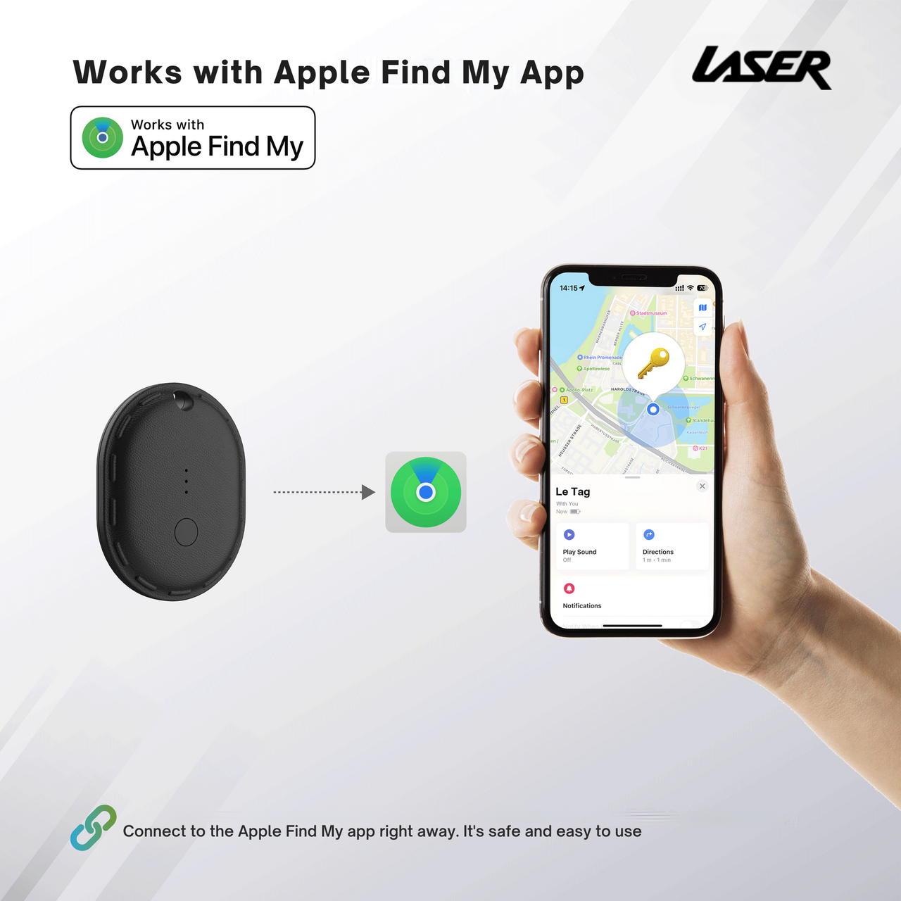 Laser Mini Smart Tag with Apple Find My Tracking Black - Image 8