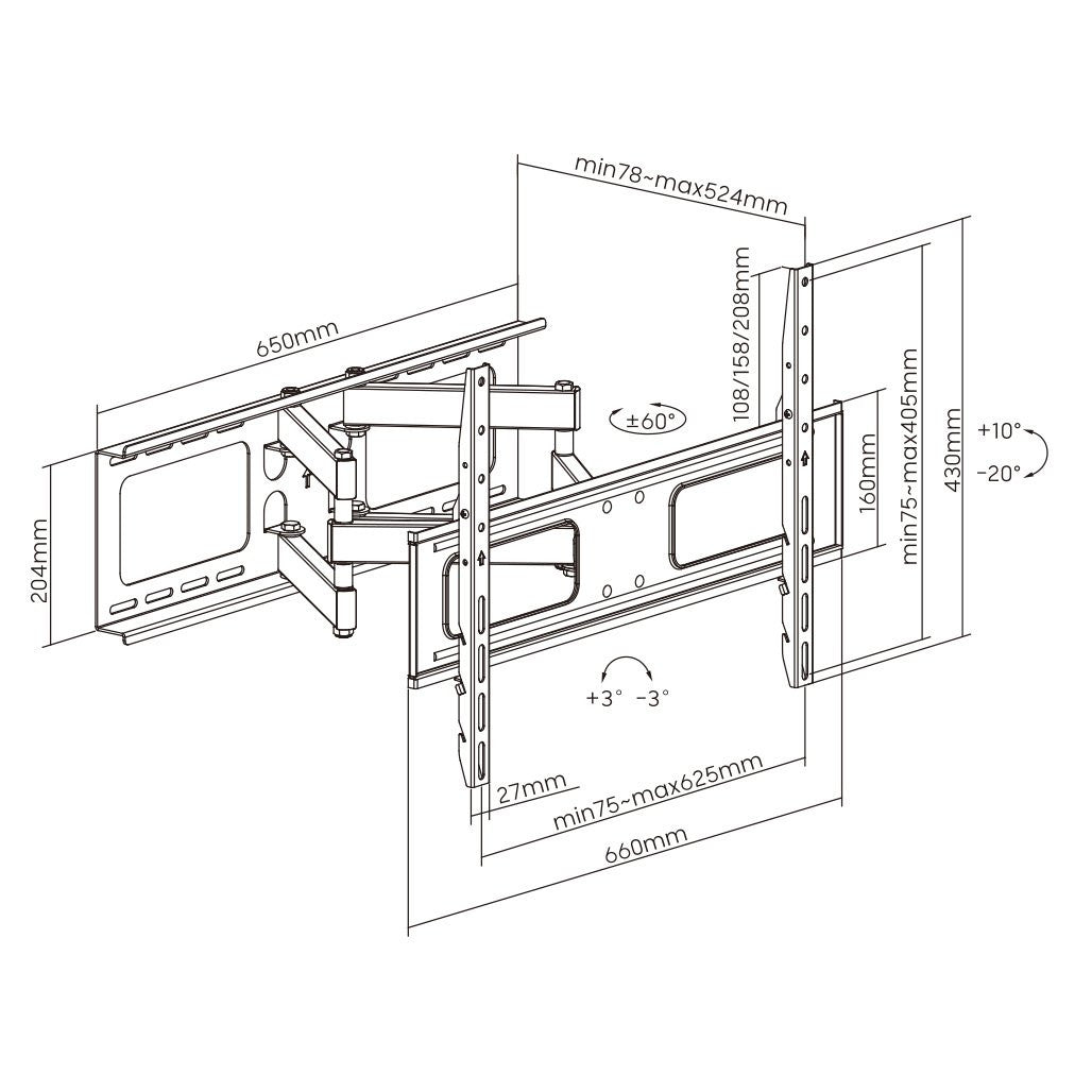 Large Full Motion TV Wall Mount 32 inches - 70 inches Panels - Image 6