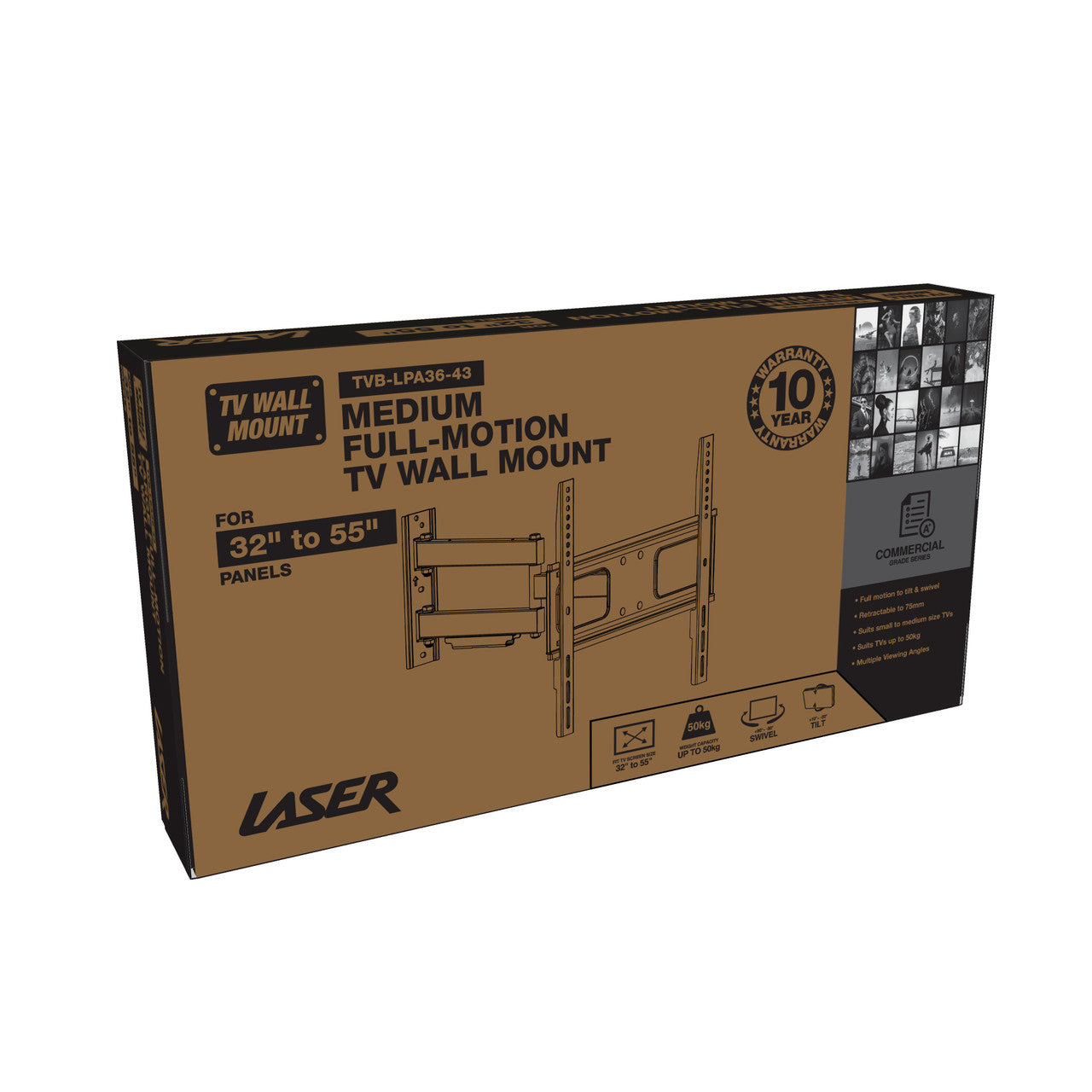 Laser Medium Full Motion TV Wall Mount for 32 inches -55 inches Panels - Image 5