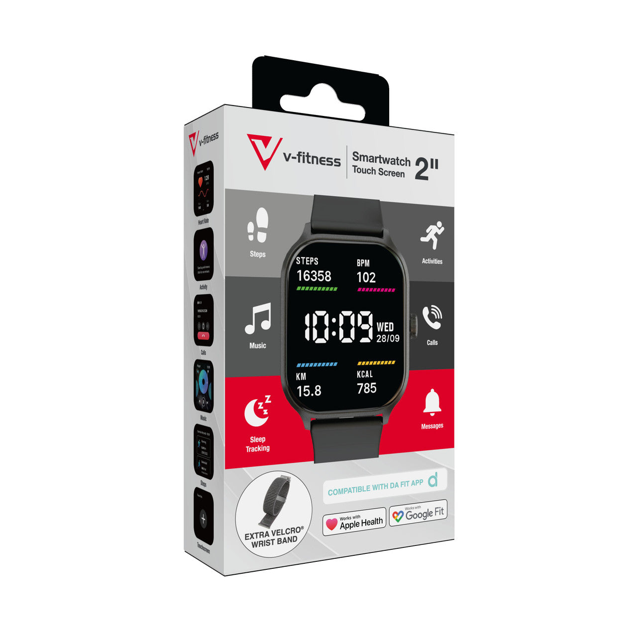 V-Fitness Smart Watch 2 Inch Touch Screen - Black - Image 5
