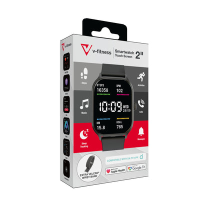 V-Fitness Smart Watch 2 Inch Touch Screen - Black - Image 5