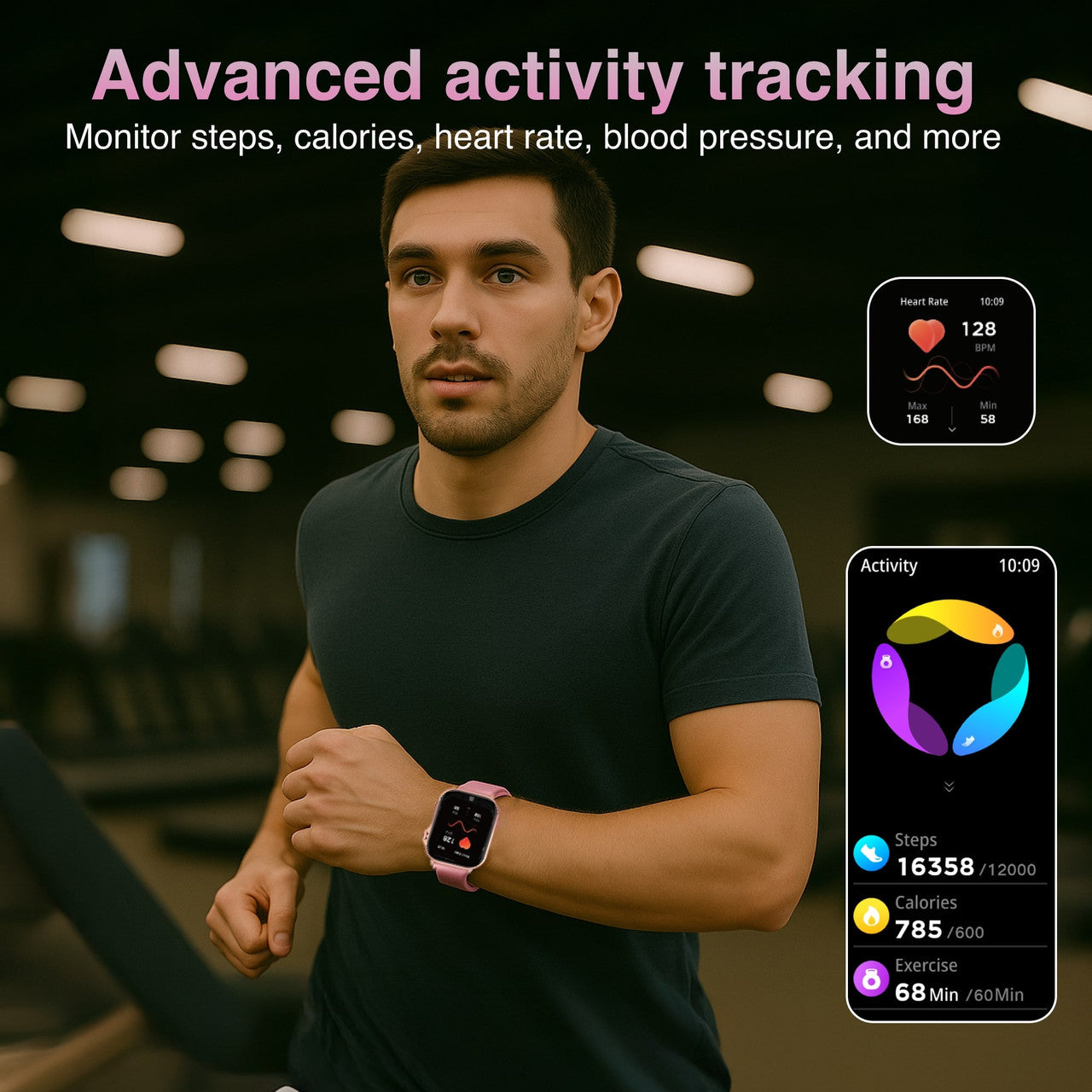 V-Fitness Smart Watch GPS and 2.1 inch Pink - Image 2
