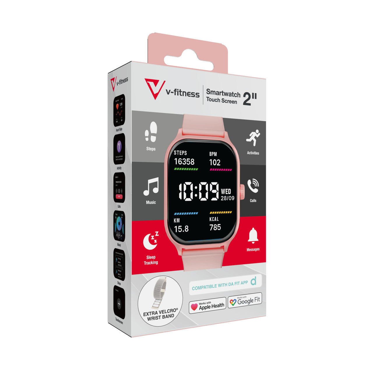 V-Fitness Smart Watch 2 Inch Touch Screen - Pink - Image 5