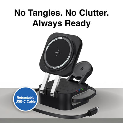 Laser 3 in 1 Foldable Wireless Charging Stand Black - Image 5