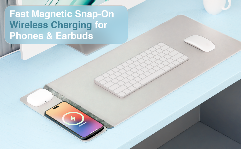 Laser Wireless Charging Desk Mat Grey - Image 6