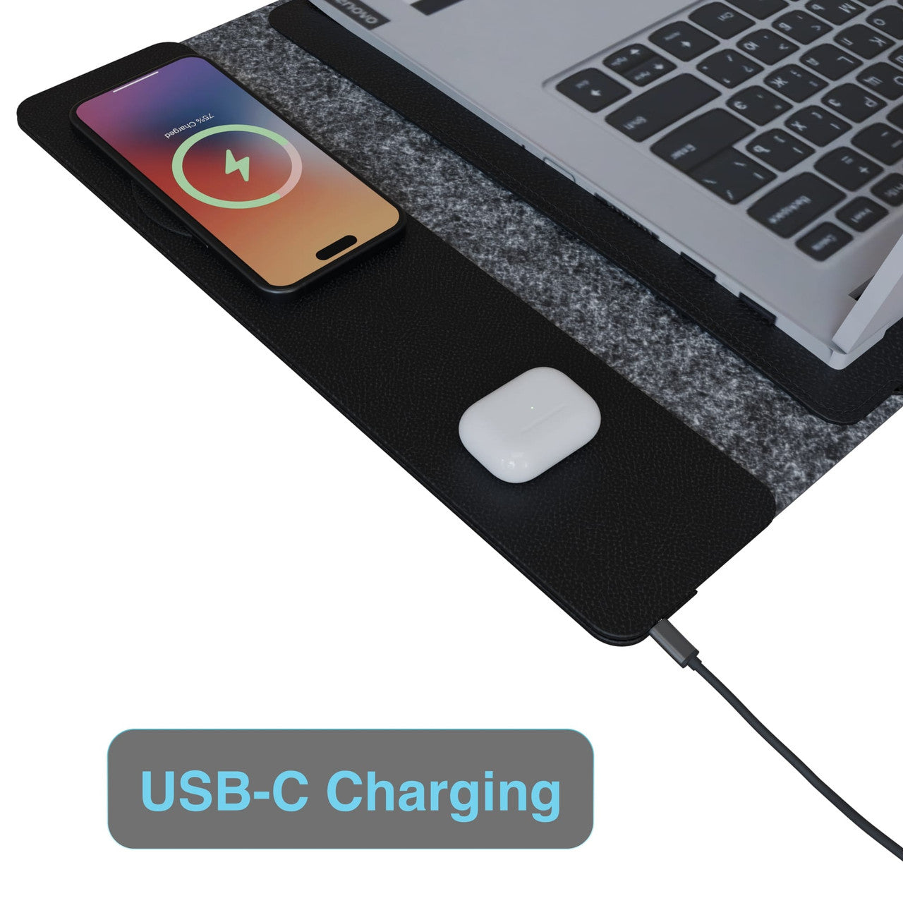 Laser Wireless Charging Laptop Sleeve Up to 16 Inch Black - Image 6