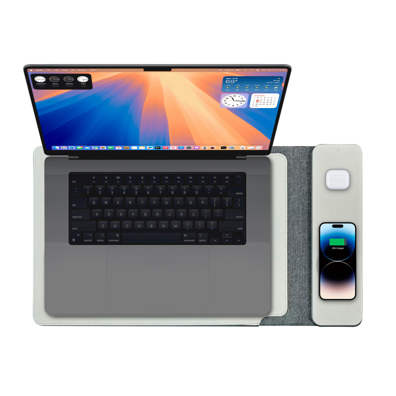 Laser Wireless Charging Laptop Sleeve Up to 16 Inch Grey - Image 2