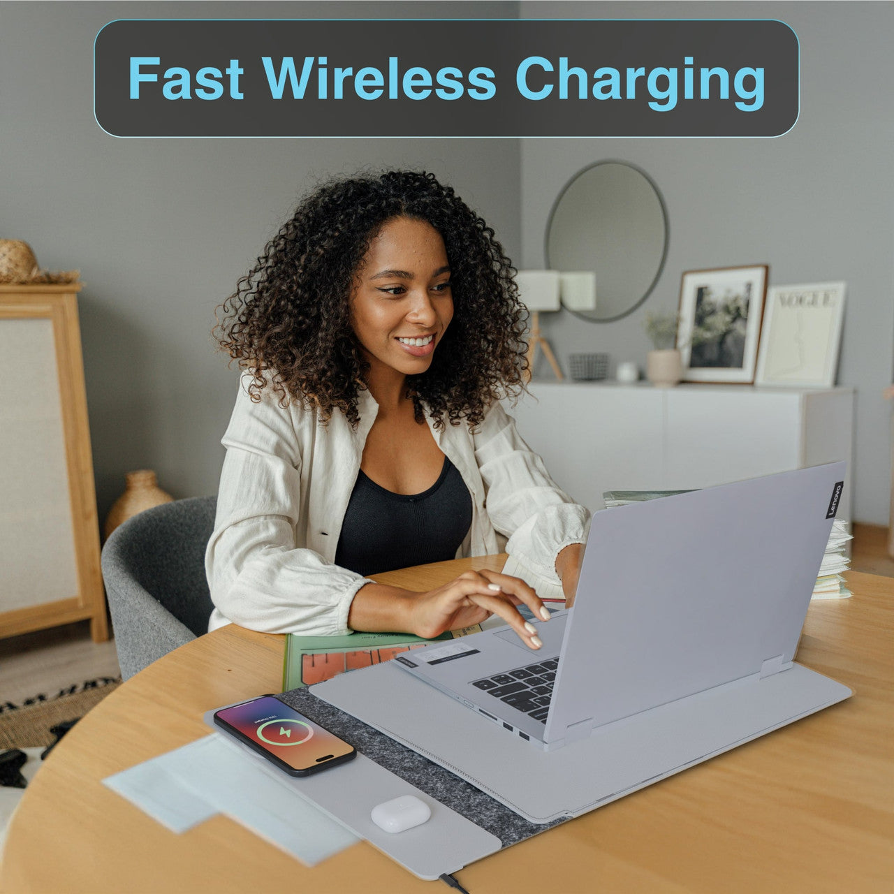 Laser Wireless Charging Laptop Sleeve Up to 16 Inch Grey - Image 5