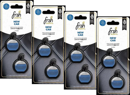 Car Air Freshener Clip New Car Fragrance FrshScents Mini Vent Odor Eliminator Twin Pack x 4
