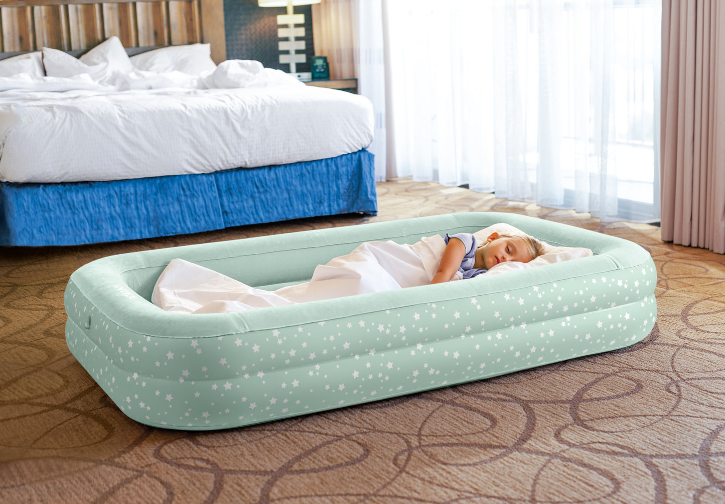 Intex Kidz Inflatable Travel Bed set with Hand Pump - Stars. Great for Travel 66810 - Image 2