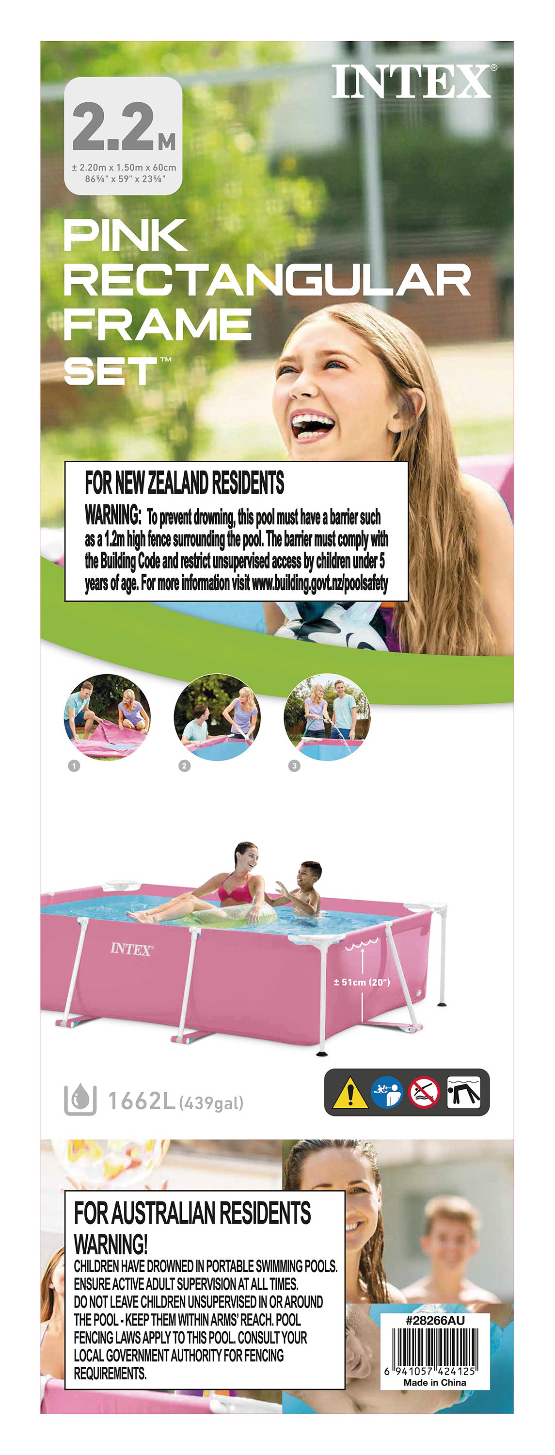 Intex Pink Rectangular Frame Pool 28266 - Image 5