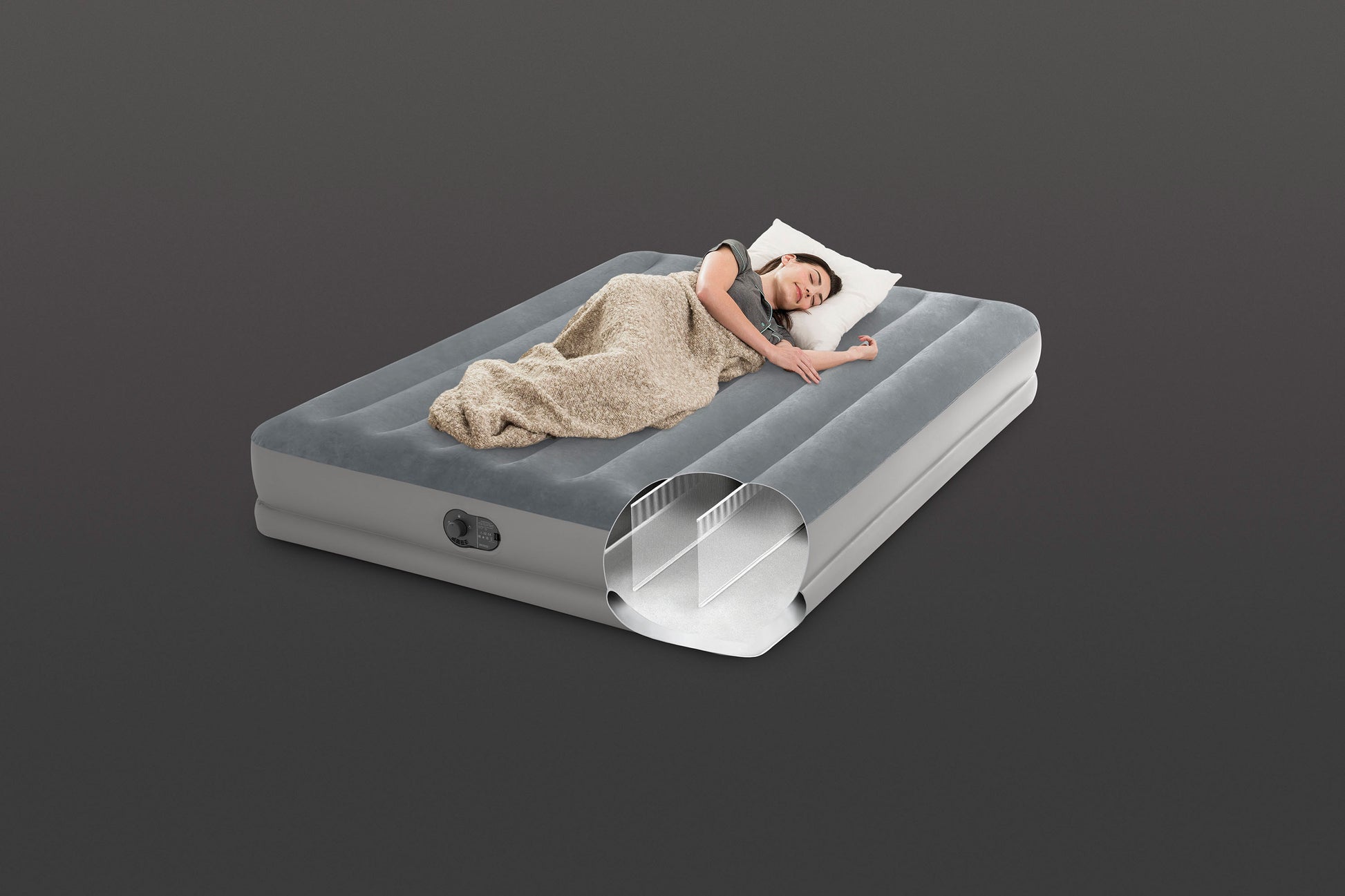 INTEX Queen Dura-Beam® Standard Prestige Air Mattress 12" Queen w/ Built-In USB Electric Pump 64114 - Image 2