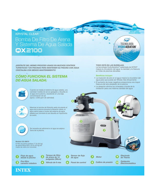 Intex Krystal Clear Sand Filter Pump and Saltwater Pool Chlorine System - 26676 - Image 2