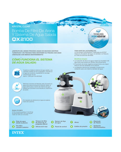 Intex Krystal Clear Sand Filter Pump and Saltwater Pool Chlorine System - 26676 - Image 2