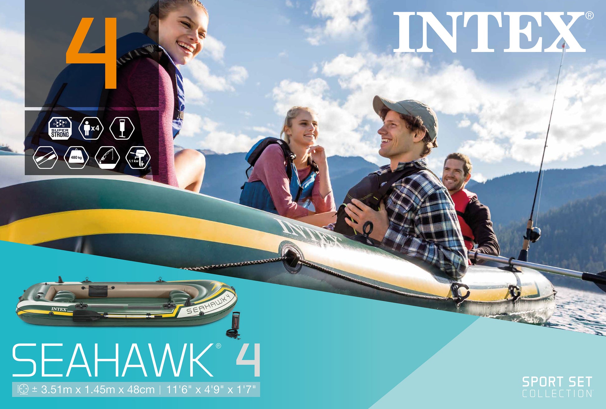 Intex Seahawk 4 Boat Set 68351 - Image 2