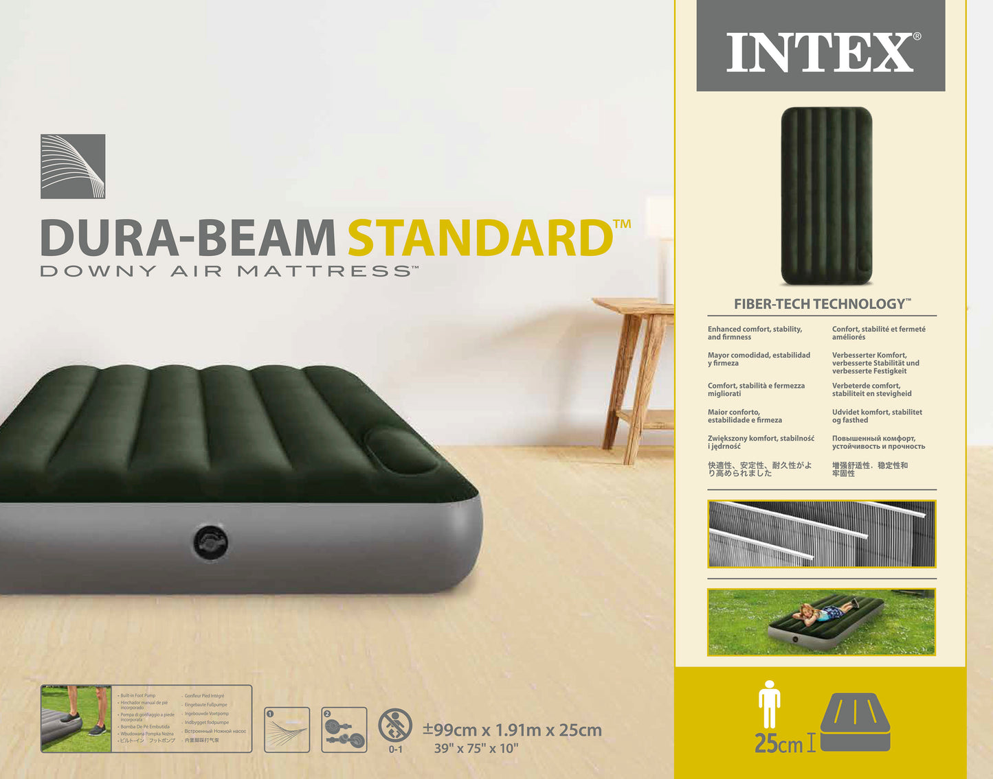 Intex Single (Twin) Classic Airbed With Built in Pump 64761 - Image 8
