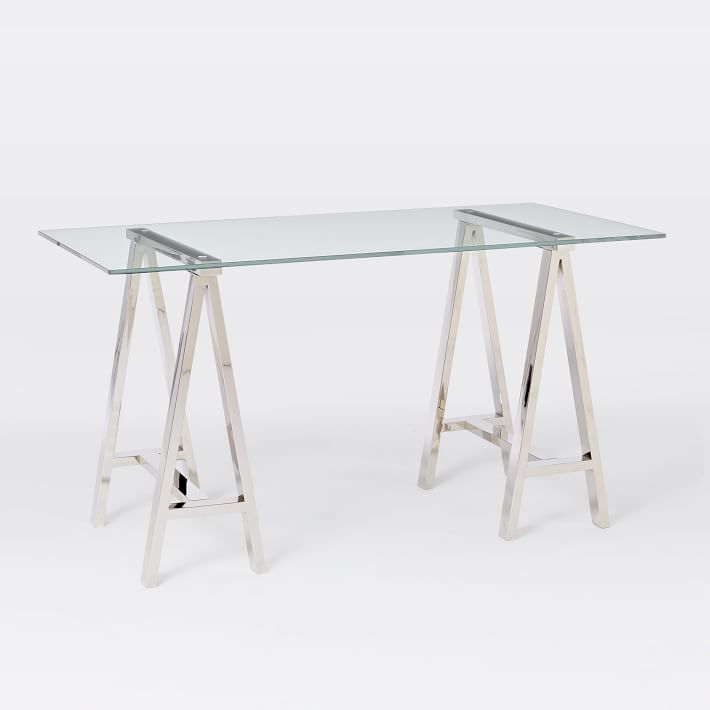Stainless Steel & Glass Venus Office Desk Table - Image 2