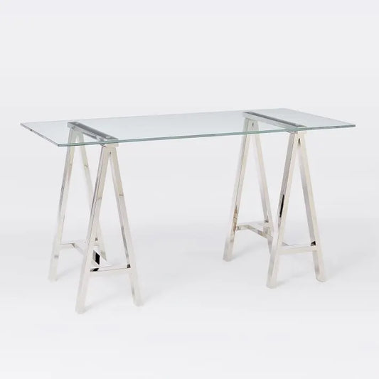Stainless Steel & Glass Venus Office Desk Table - Image 2