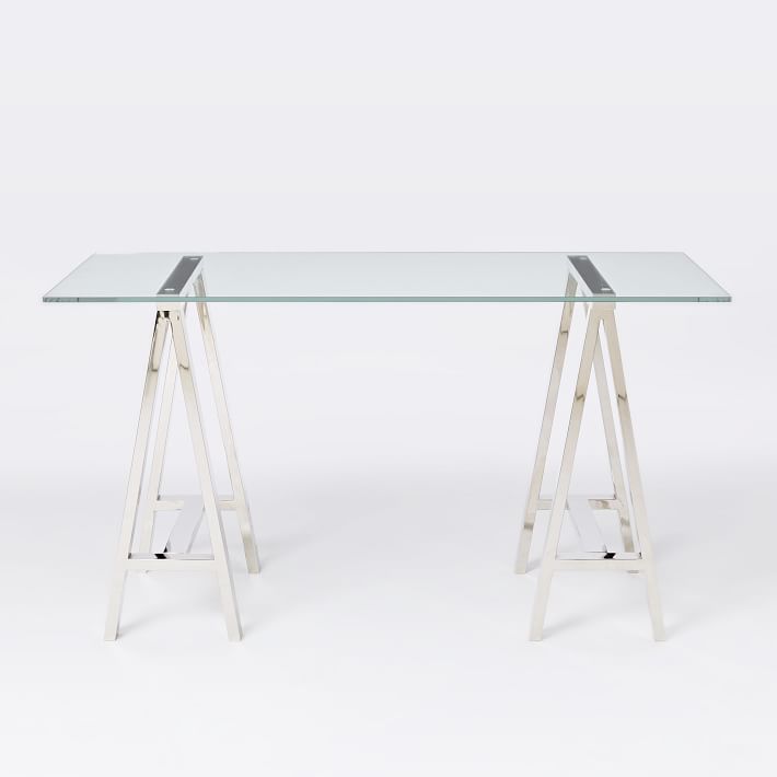 Stainless Steel & Glass Venus Office Desk Table - Image 3