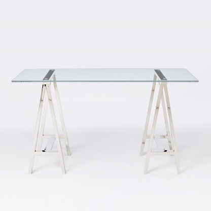 Stainless Steel & Glass Venus Office Desk Table - Image 3