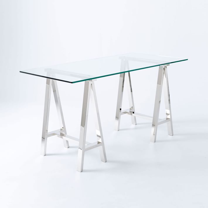Stainless Steel & Glass Venus Office Desk Table - Image 4