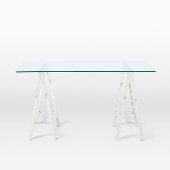Stainless Steel & Glass Venus Office Desk Table - Image 5
